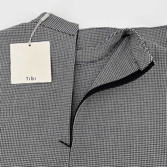 NEW TIBI HUDSON‎ Mock-Neck Houndstooth Sleeveless Blouse Luxury Business Size XS - Picture 7 of 11